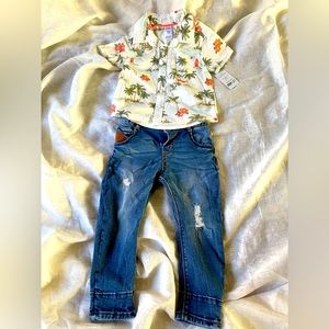 Sweet outfit, Zara boys Jeans and a New Going out Shirt with Tags